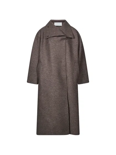 Harris Wharf London High-neck Oversized Coat In Brown