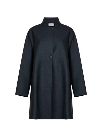 Harris Wharf London High-neck Raglan-sleeve Coat In Blue