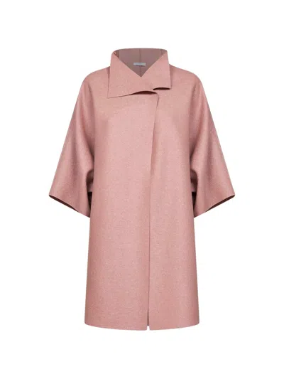 Harris Wharf London High-neck Wide-sleeve Coat In Pink