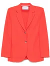 Harris Wharf London Crinkled Shoulder-pads Blazer In Red