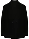 Harris Wharf London Honeycomb-knit Double-breasted Blazer In Black