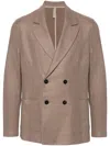 Harris Wharf London Honeycomb-knit Double-breasted Blazer In Brown