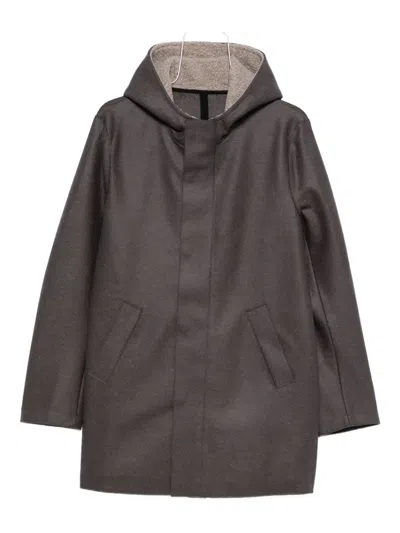 Harris Wharf London Hooded Welt-pocket Coat In Gray