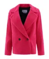 Harris Wharf London Textured Fabric Double-breasted Coat With Notched Lapels In Red