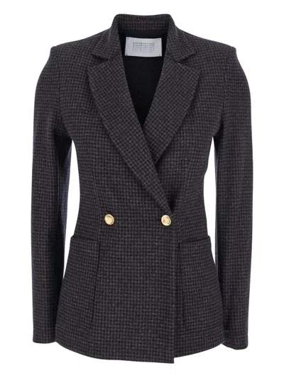 Harris Wharf London Houndstooth Double-breasted Blazer In Gray