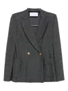 Harris Wharf London Houndstooth Double-breasted Blazer In Gray