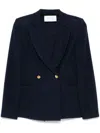 Harris Wharf London Double Breasted Jacket With Vichy Pattern In Wool Blend In Blue