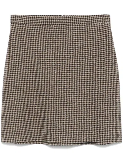 Harris Wharf London Houndstooth-pattern Mini Skirt In Neutrals