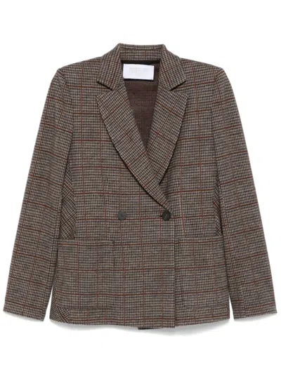 Harris Wharf London Houndstooth-patterned Blazer In Brown