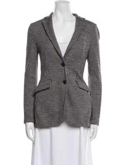 Pre-owned Harris Wharf London Houndstooth Print Blazer In Black