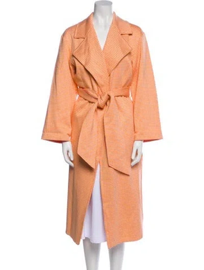 Pre-owned Harris Wharf London Houndstooth Print Coat In Orange