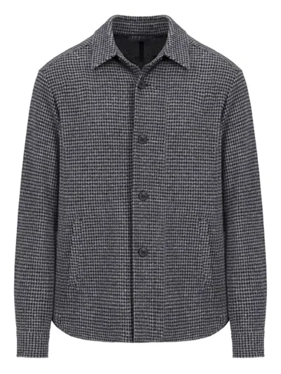 Harris Wharf London Houndstooth Wool Jacket In Gray