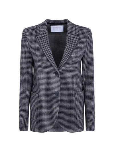 Harris Wharf London Houndstooth-pattern Wool Blazer In Blue