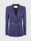 Harris Wharf London Herringbone Double-breasted Jacket In Blue