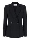 Harris Wharf London Women D.b. Blazer With Shoulder Pads Superfine Merino In Black