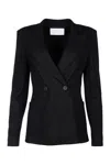 Harris Wharf London Women D.b. Blazer With Shoulder Pads Superfine Merino In Black
