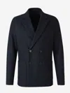 Harris Wharf London Double-breasted Wool Blazer In Blue