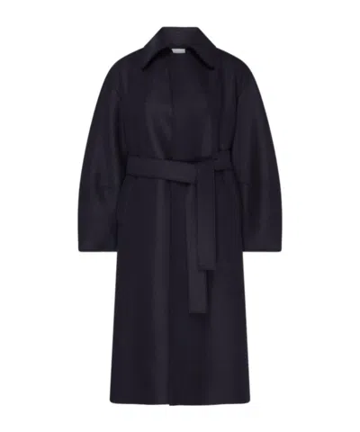 Harris Wharf London Lapel Long Sleeve Coat In Black