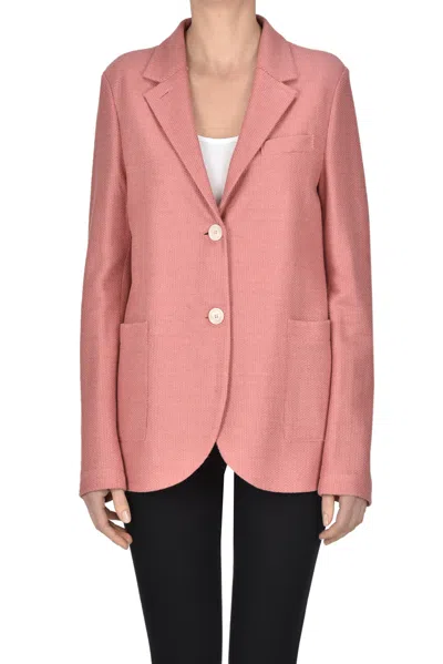 Harris Wharf London Knitted Single-breasted Blazer In Dark Pink