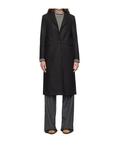 Harris Wharf London Long Coat With Flat Collar In Black