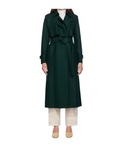 Harris Wharf London Long Coat With Lapel In Green