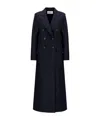 Harris Wharf London Women Long Double Breasted Tailored Coat Pressed Wool Navy Blue In Blue