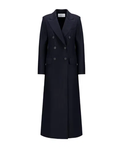 HARRIS WHARF LONDON LONG DOUBLE BREASTED TAILORED COAT PRESSED WOOL
