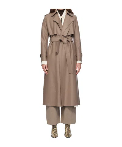 Harris Wharf London Long Flat-collar Coat In Brown