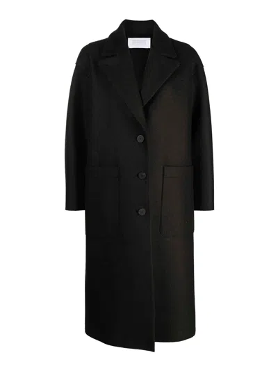 Harris Wharf London Notched-lapels Single-breasted Coat In Dark Brown