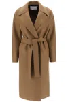 HARRIS WHARF LONDON LONG ROBE COAT IN PRESSED WOOL AND POLAIRE