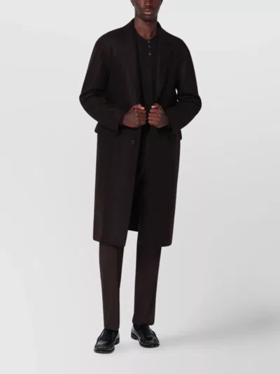 HARRIS WHARF LONDON LONG SINGLE BREASTED WOOL COAT WITH POCKETS