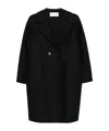 Harris Wharf London Black Double-breasted Coat With Dropped Shoulders In Wool Woman In Black