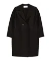 Harris Wharf London Black Double-breasted Coat With Dropped Shoulders In Wool Woman In Black