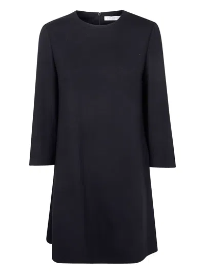 Harris Wharf London Long-sleeve Wool Mini Dress In Black