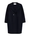 Harris Wharf London Black Wool Double-breasted Coat In Blue