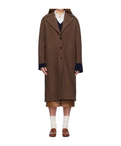 Harris Wharf London Long-sleeved Single-breasted Coat In Brown