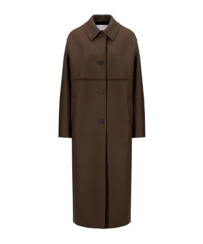 Harris Wharf London Long-sleeved Wool Coat In Green