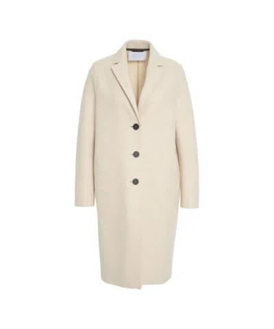Harris Wharf London Long Virgin Wool Coat With Classic Notched Collar In White