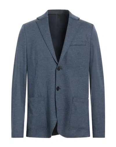 Harris Wharf London Man Blazer Slate Blue Size 40 Virgin Wool In Blue