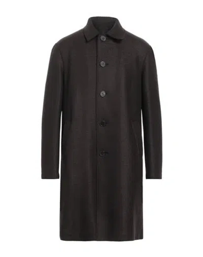 Harris Wharf London Man Coat Dark Brown Size 40 Virgin Wool In Black