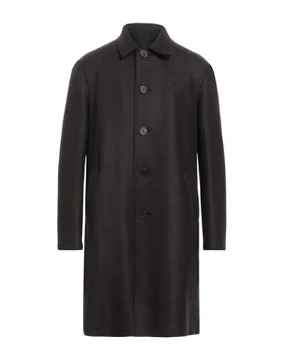Harris Wharf London Man Coat Dark Brown Size 40 Virgin Wool In Brown