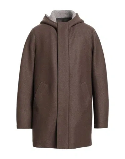 Harris Wharf London Man Coat Khaki Size 40 Virgin Wool In Brown