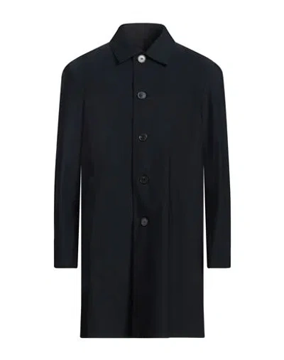 Harris Wharf London Man Overcoat & Trench Coat Midnight Blue Size 44 Polyester In Black