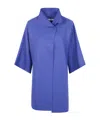 Harris Wharf London Mantle Folded-collar Short-sleeve Coat In Blue