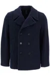 Harris Wharf London Short Double-breasted Wool Blend Coat In Blue