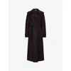Harris Wharf London Mens Dark Brown Regular-fit Belted Wool Trench Coat In Black