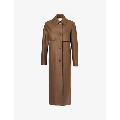 Harris Wharf London Brown Shield Coat In 458 Teddy Brown