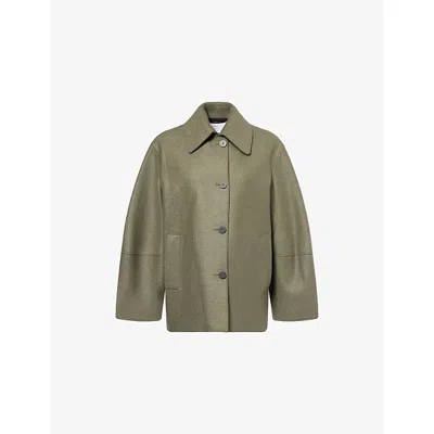 Harris Wharf London Mens Hunting Green Puff Sleeves Pressed Wool Jacket