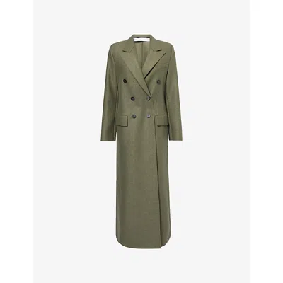 Harris Wharf London Mens Hunting Green Tailored Long Pressed Wool Coat