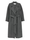 Harris Wharf London Gray Virgin Wool Coat With Belt At The Waist In Gray